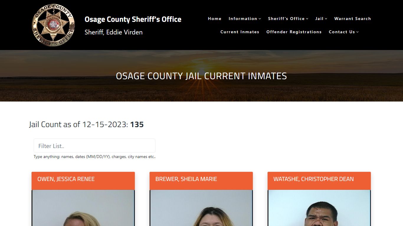 Osage County Jail Current Inmates – Osage County Sheriff's Office